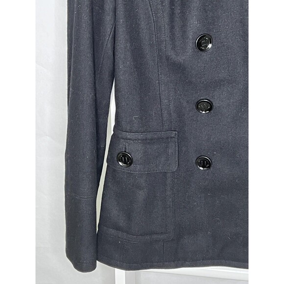 Calvin Klein Peacoat Womens 10 Black Jacket Wool Double Breasted Pocket Neck - Picture 7 of 16